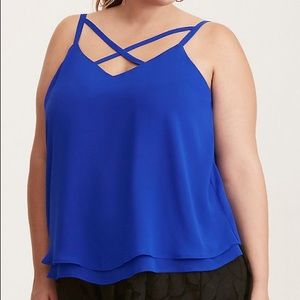 Blue Strappy Chiffon Swing Cami - Torrid